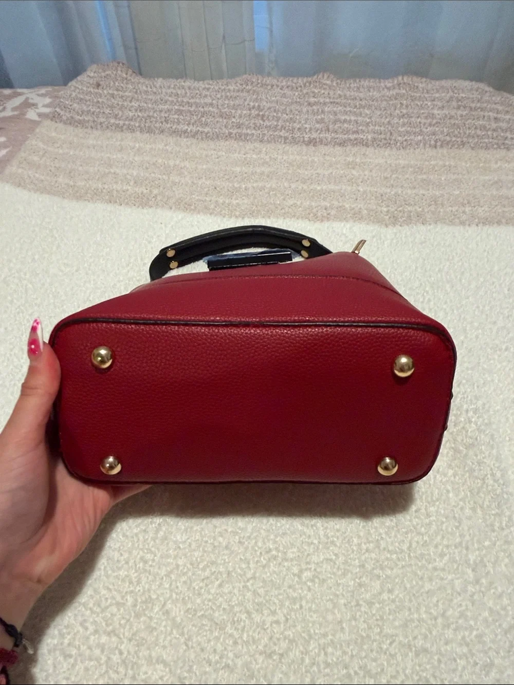 Structured Red and Black Top-Handle Crossbody bag — Modern Everyday Elegance